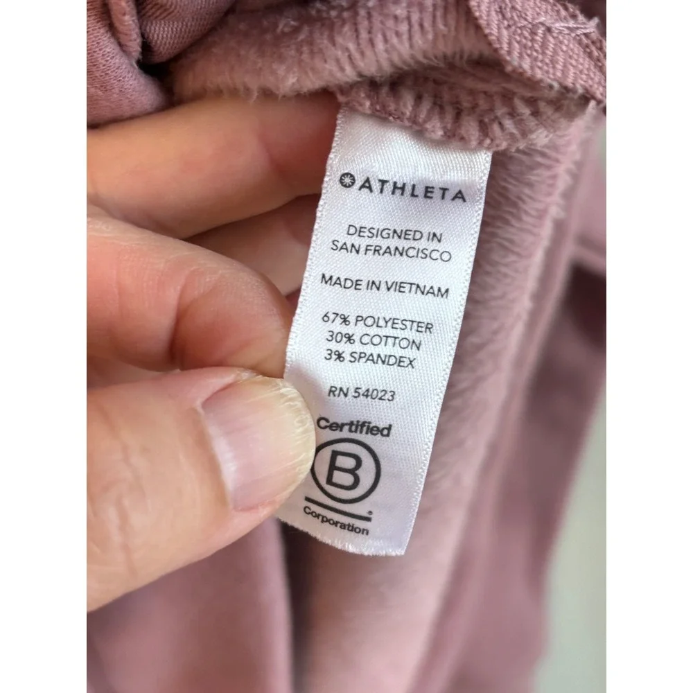Athleta Mock Neck Side Zip Sweatshirt Mauve Womens Small Pullover Fleece Pockets - Picture 7 of 9
